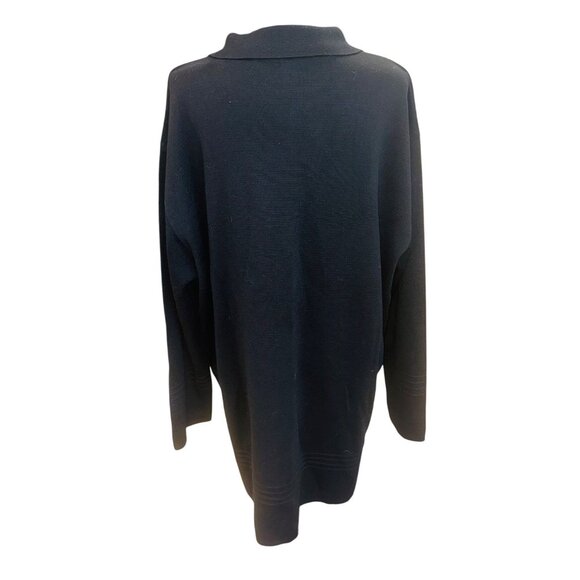 Chiara Marconi Black Cardigan Sweater 2X Merino Wool Made In Italy Minimalist - Picture 2 of 7
